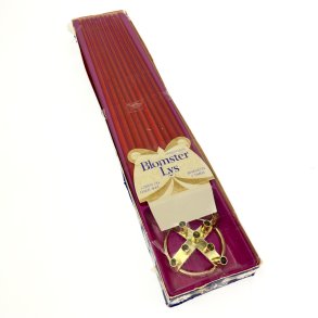 Rde vintage blomsterlys med stage