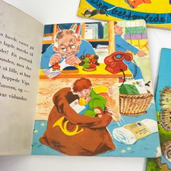 Tre illustrerede vintage b�rneb�ger