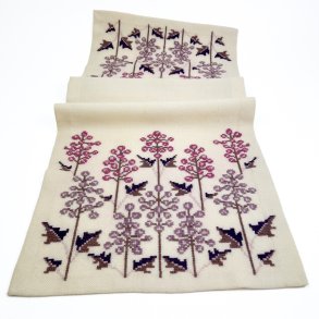Broderet vintage bordl�ber i uld