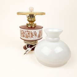 Bordeaux retro bordlampe med opalglas