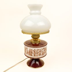 Bordeaux retro bordlampe med opalglas