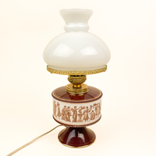 Bordeaux retro bordlampe med opalglas