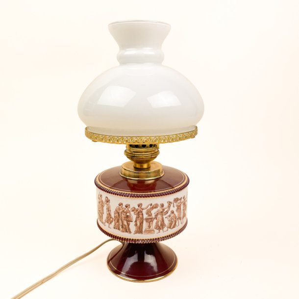 Bordeaux retro bordlampe med opalglas