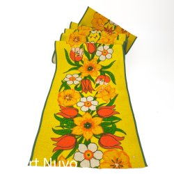 Gul blomstret retro bordl�ber 180 cm
