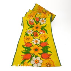 Gul blomstret retro bordl�ber 180 cm