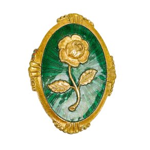 Gr�n vintage broche med rose
