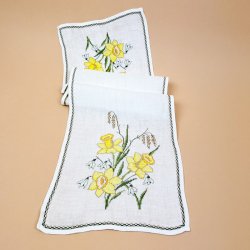 Gul vintage bordl�ber p�skeliljer