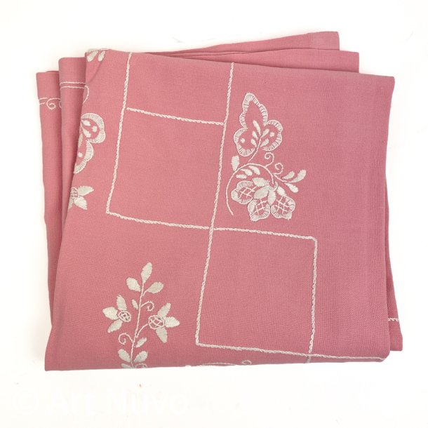 Broderet rosa vintage dug 120x120