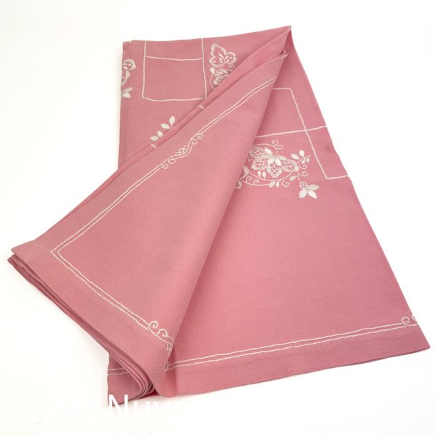 Broderet rosa vintage dug 120x120