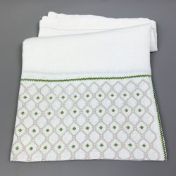 Smuk hvid retro dug med broderi � 110 cm