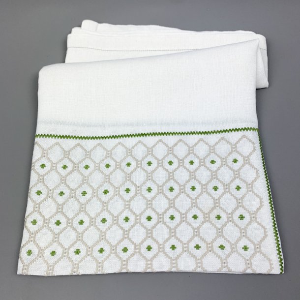 Smuk hvid retro dug med broderi � 110 cm