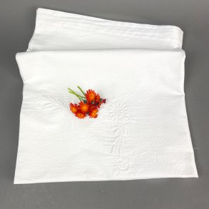 Weie Retro Tischdecke mit Stickerei  120 cm