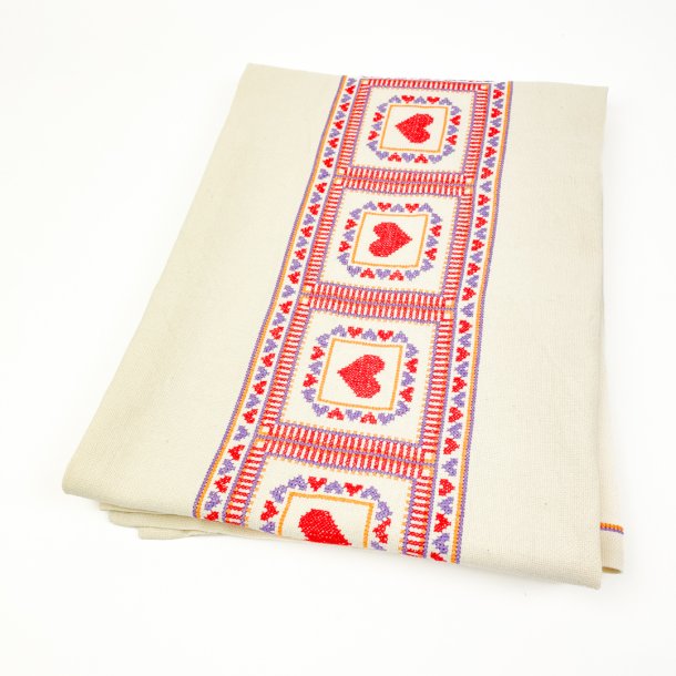 Broderet vintage hjertedug � 160 cm