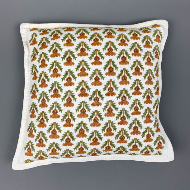 Hvid vintage broderet pyntepude