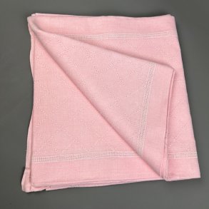 Rosa retro dug med hvidt broderi � 280 cm