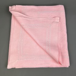 Rosa retro dug med hvidt broderi � 280 cm