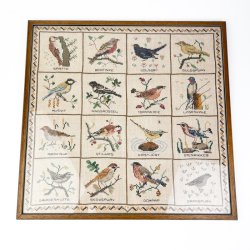 Vintage fugle broderi billede