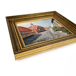 Otto Krank vintage oliemaleri bygade