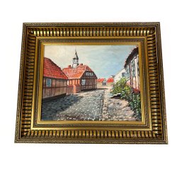 Otto Krank vintage oliemaleri bygade