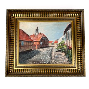 Otto Krank vintage oliemaleri bygade