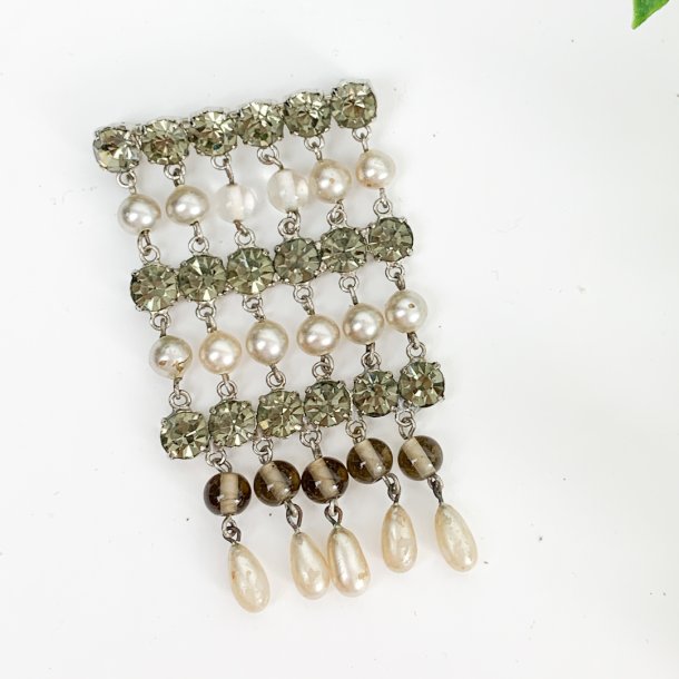Vintage broche med perler