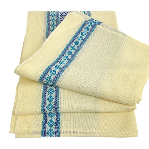 Retro Tischdecke mit blauen Musterrndern  260 cm