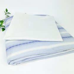 Lyseblt og hvidt stribet vintage sengetj