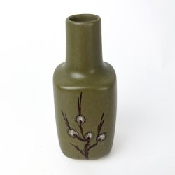 Gr�n vintage keramikvase med blomst