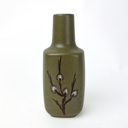 Gr�n vintage keramikvase med blomst