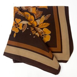 Blomstret vintage satint�rkl�de i brunt