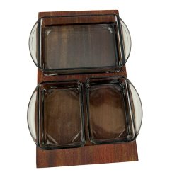 Vintage kabaretfad med r�gfarvede glassk�le