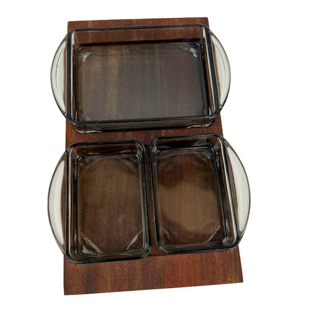 Vintage kabaretfad med r�gfarvede glassk�le