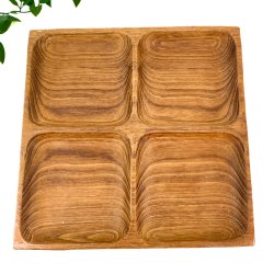 Retro Carberet Schale aus Teakholz