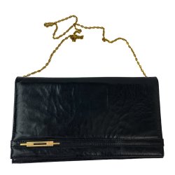 Schwarze Vintage-Clutch mit Kette