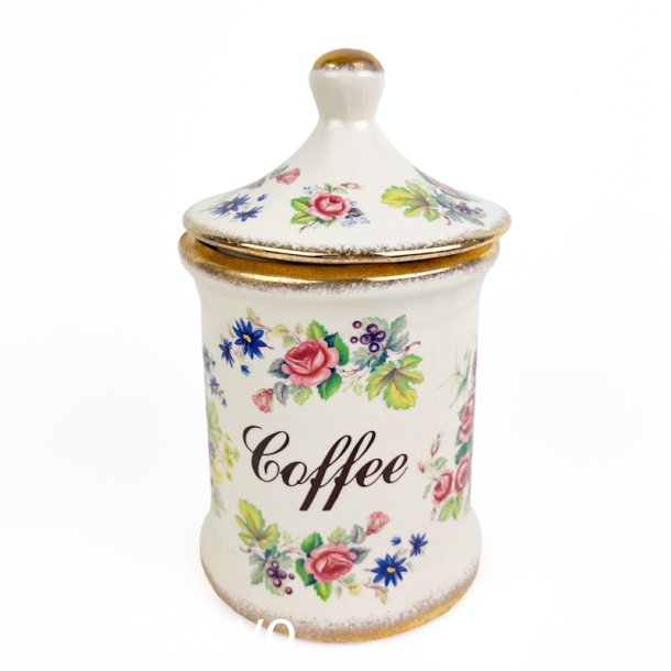Blomstret engelsk fajance Coffee krukke