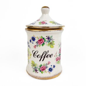 Blomstret engelsk fajance Coffee krukke