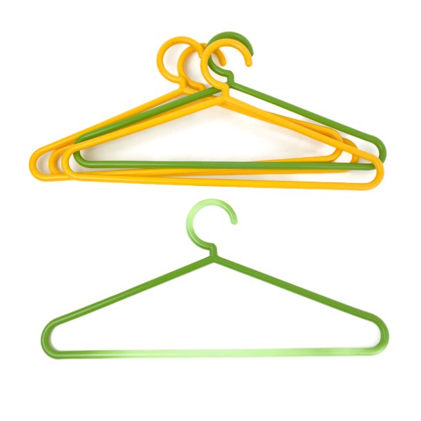Fnf Retro Kleiderbgel in Gelb und Grn