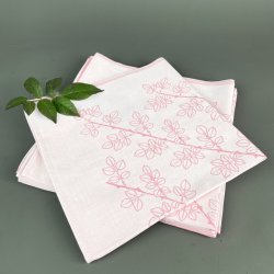 Seks rosa damask mundservietter