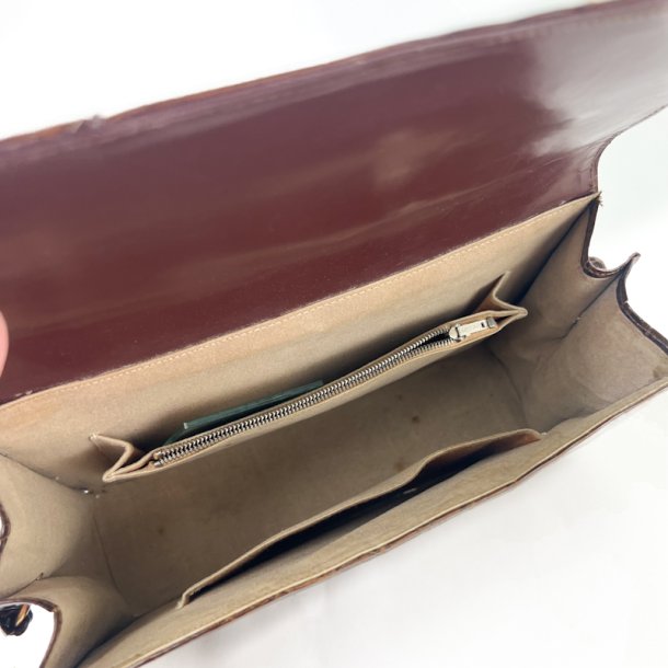 Brun vintage taske med krokopr�g