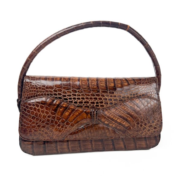 Brun vintage taske med krokopr�g