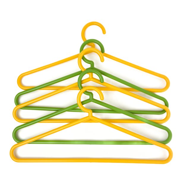 Fnf Retro Kleiderbgel in Gelb und Grn