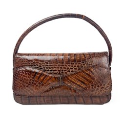 Brun vintage taske med krokopr�g