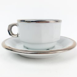 Hvid porcelnskop med slvkant  Pillivuyt Bistro