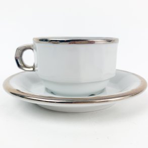 Hvid porcelnskop med slvkant  Pillivuyt Bistro