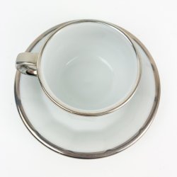 Hvid porcelnskop med slvkant  Pillivuyt Bistro