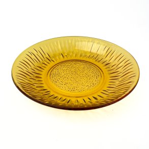 Tiefer Retro-Teller aus bernsteinfarbenem Glas