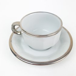 Hvid porcelnskop med slvkant  Pillivuyt Bistro