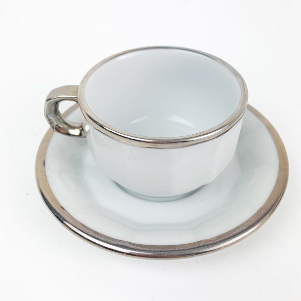 Hvid porcelnskop med slvkant  Pillivuyt Bistro