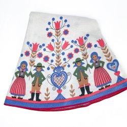 Runde Retro Tischdecke mit Folkloremotiv  140 cm