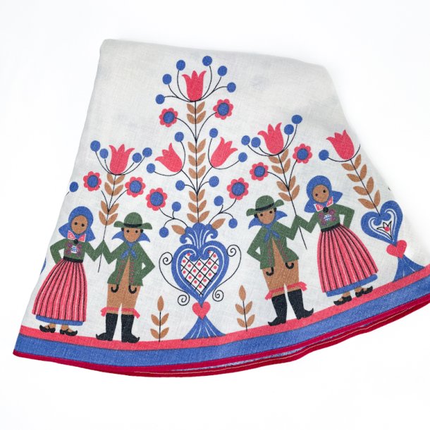 Runde Retro Tischdecke mit Folkloremotiv  140 cm